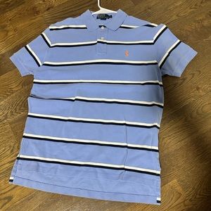 Men’s Large Ralph Lauren Polo, worn few times, striped blues and white